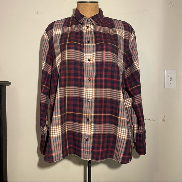 Madewell women’s oversized Plaid Button-down Shirt red/Blue/gold size XL - Picture 3 of 7